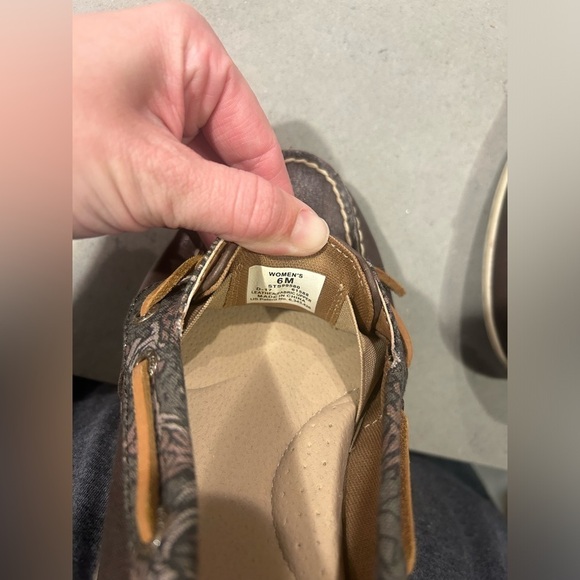 Sperry Topsider Boat Shoes Women’s Barrelfish 6 Brown Print Leather - Picture 3 of 5